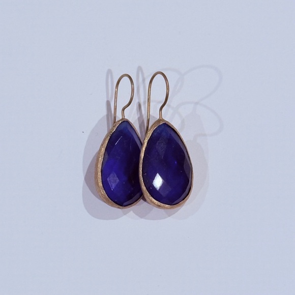 Elegant Blue Gem Teardrop Earrings - Picture 1 of 3